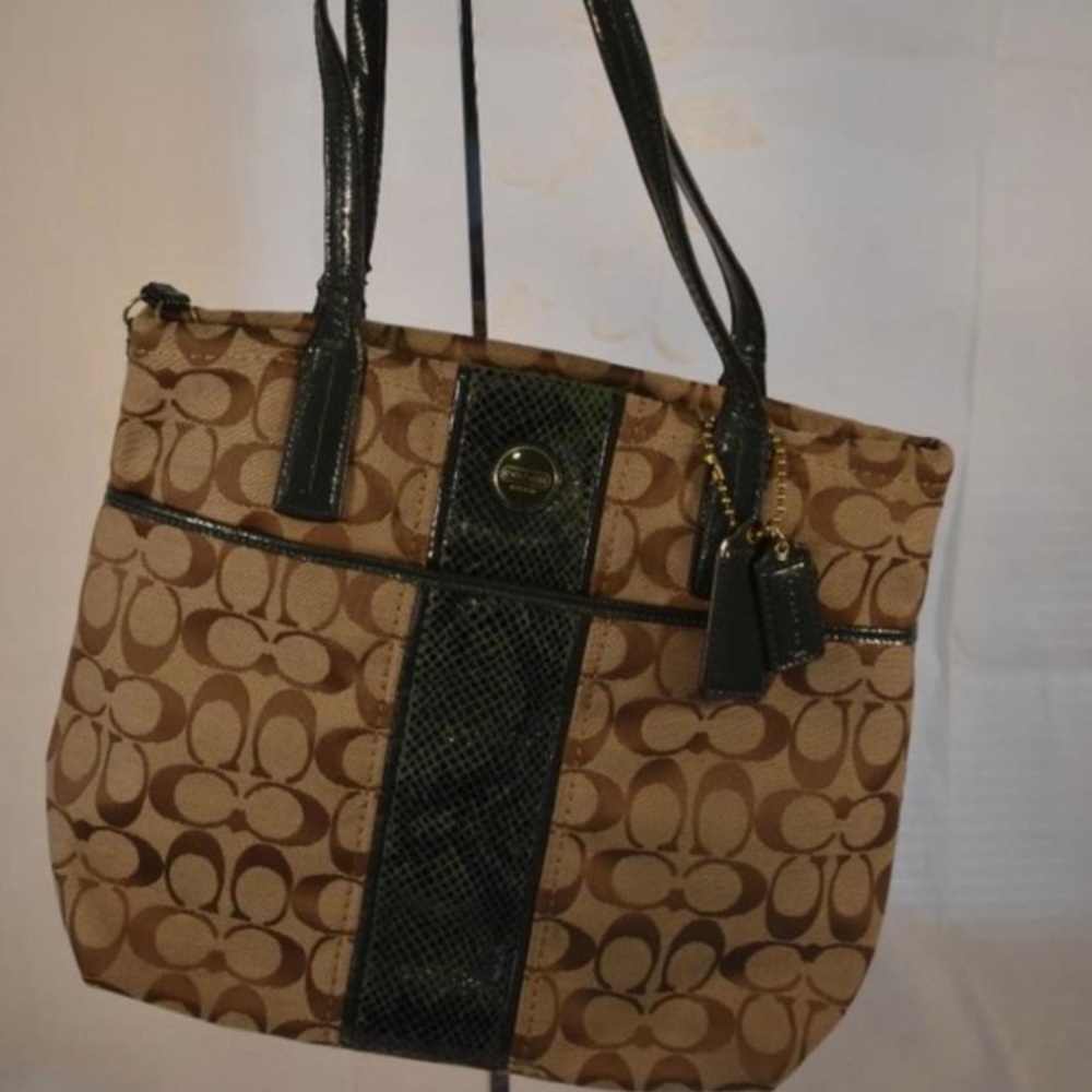 Vintage signature python emerald Tote